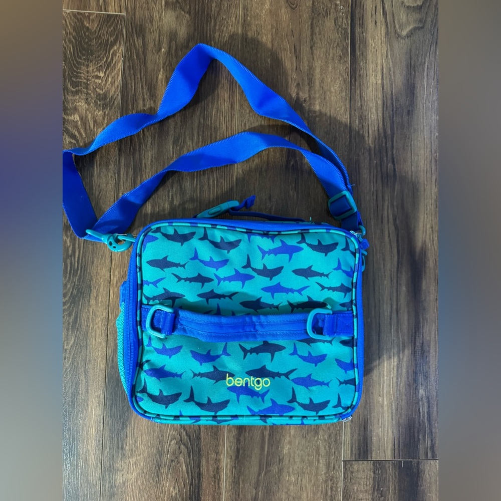 Blue Shark Print Kids lunch Bag